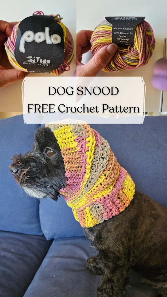 free crochet pattern for dog snood, dog accessory crochet, beginner friendly dog crochet hat pattern, easy dog snood crochet pattern free