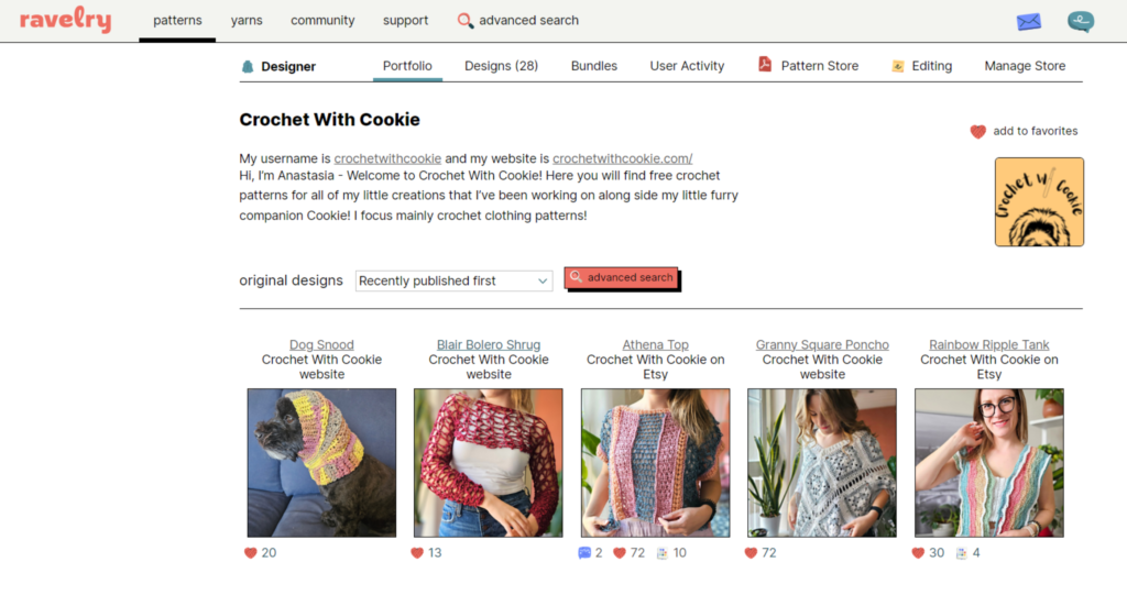 ravelry crochet with cookie designer page
